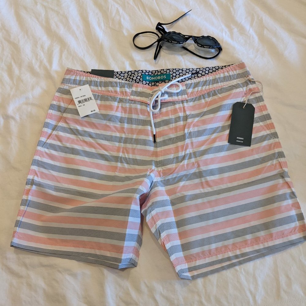 NWT Bonobos Striped Swim Trunks Size 32